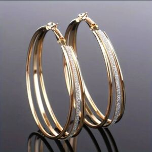 Multi Layer Golden Hoop Earrings  Jewelry